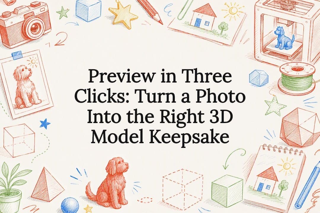 Preview in Three Clicks: Turn a Photo Into the Right 3D Model Keepsake