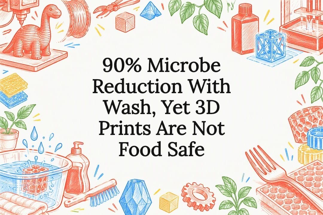 90% Microbe Reduction With Wash, Yet 3D Prints Are Not Food Safe