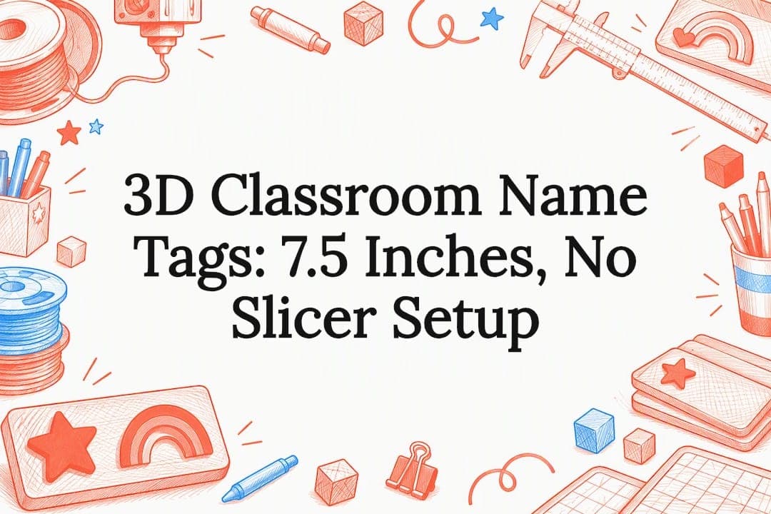 3D Classroom Name Tags: 7.5 Inches, No Slicer Setup